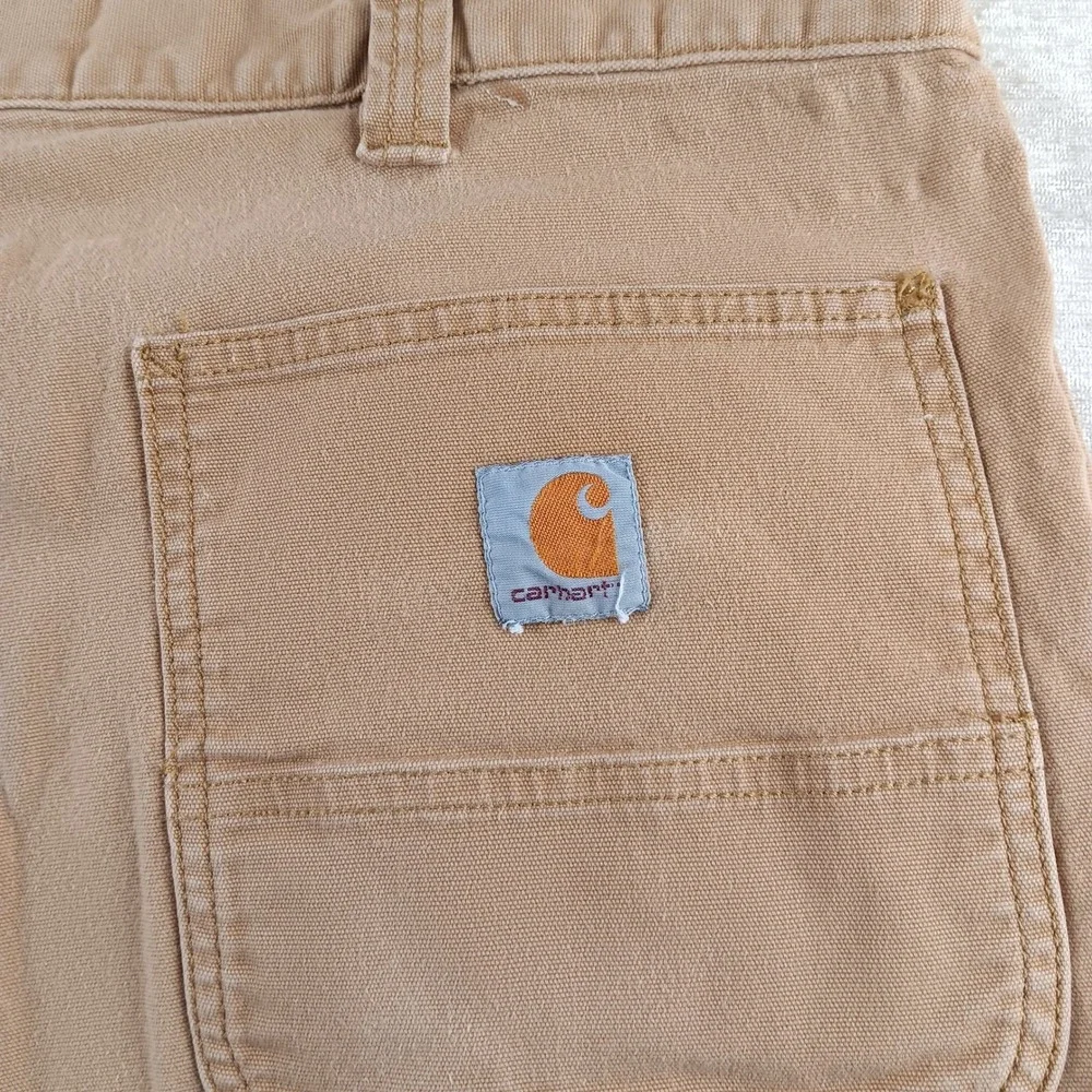 Carhartt Relaxed Fit Mens Tan‎ Canvas Utility Work Shorts 42x11 Rugged Flex